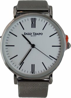 Enzo Tempo heren horloge - Zilver/wit