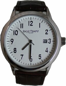 Enzo Tempo heren horloge - Bruin/zilver