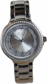 Di Lusso dames horloge - Zilver met diamantjes