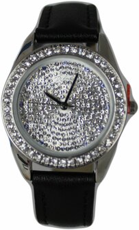 Di Lusso dames horloge - Zwart/diamantjes