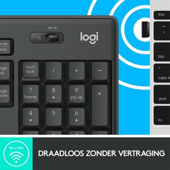 Logitech MK295 Silent Wireless Combo toetsenbord RF Draadloos QWERTY US International Zwart