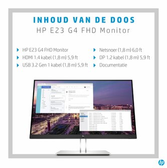 HP E-Series E23 G4 58,4 cm (23&quot;) 1920 x 1080 Pixels Full HD LCD Zwart, Zilver