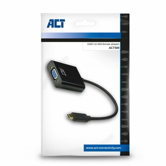 ACT AC7300 video kabel adapter 0,15 m USB Type-C VGA (D-Sub) Zwart