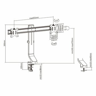 ACT AC8322 flat panel bureau steun 68,6 cm (27&quot;) Klem/doorvoer Zwart