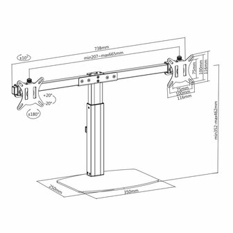 ACT AC8332 flat panel bureau steun 68,6 cm (27&quot;) Vrijstaand Zwart