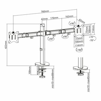 ACT AC8336 flat panel bureau steun 81,3 cm (32&quot;) Klem/doorvoer Zilver