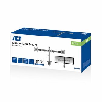 ACT AC8336 flat panel bureau steun 81,3 cm (32&quot;) Klem/doorvoer Zilver