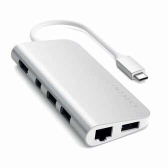 Satechi ST-TCMM8PAS notebook dock &amp; poortreplicator Bedraad USB 3.2 Gen 1 (3.1 Gen 1) Type-C Zilver