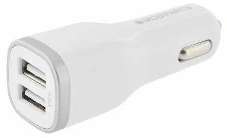 Mobiparts Car Charger Dual USB 4.8A White