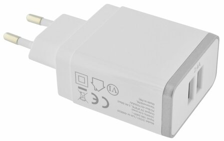 Mobiparts Wall Charger Dual USB 2.4A White