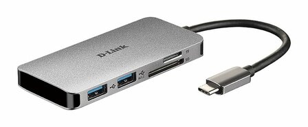 D-Link DUB-M610 notebook dock &amp; poortreplicator Bedraad USB 3.2 Gen 1 (3.1 Gen 1) Type-C Aluminium, Zwart