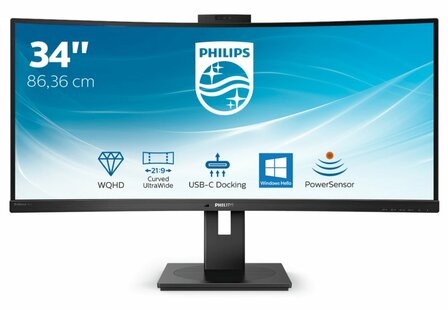 Philips P Line 346P1CRH/00 LED display 86,4 cm (34&quot;) 3440 x 1440 Pixels UltraWide Quad HD Zwart