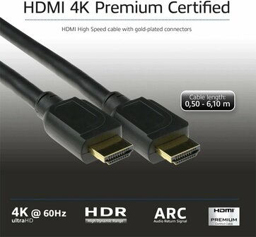 ACT AK3941 HDMI kabel 0,5 m HDMI Type A (Standaard) Zwart