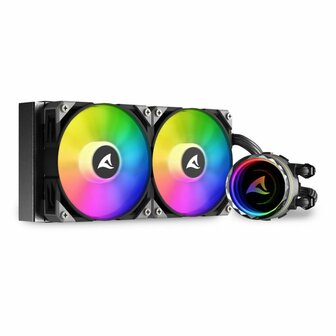 Sharkoon S80 RGB Computer behuizing, Processor Alles-in-&eacute;&eacute;n vloeistofkoeler 12 cm Zwart 1 stuk(s)