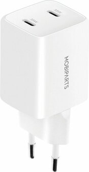 Mobiparts GaN Wall Charger Dual USB-C 35W Wit