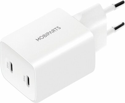 Mobiparts GaN Wall Charger Dual USB-C 35W Wit