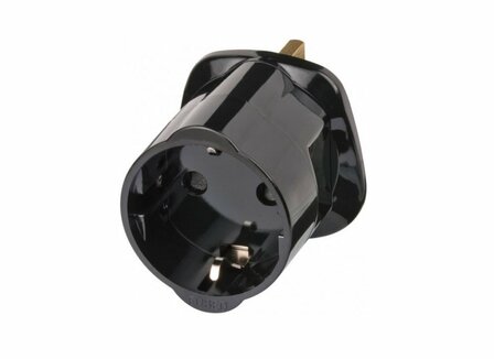 Brennenstuhl Travel Adapter earthed/GB netstekker adapter Type G (VK) Type F Zwart