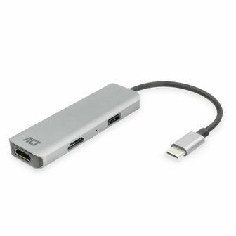 ACT AC7013 laptop dock &amp; poortreplicator Bedraad USB 3.2 Gen 1 (3.1 Gen 1) Type-C Zwart, Grijs