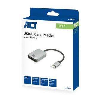 ACT AC7056 geheugenkaartlezer USB 3.2 Gen 1 (3.1 Gen 1) Type-C Grijs