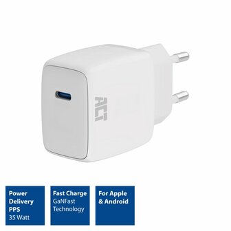 ACT USB-C Lader 35W met Power Delivery PPS en GaNFast