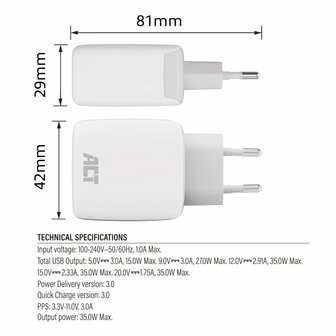 ACT USB-C Lader 35W met Power Delivery PPS en GaNFast