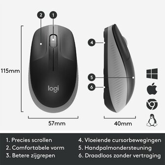 Logitech M190 Full-Size Wireless Mouse RENEWED