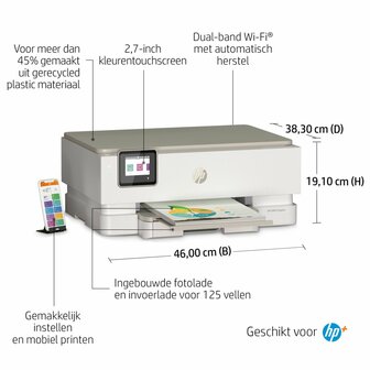 HP ENVY HP Inspire 7220e All-in-One printer, Kleur, Printer voor Home, Printen, kopi&euml;ren, scannen, Draadloos; HP+; Geschikt voor HP Instant Ink; Scan naar pdf