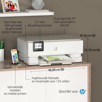 HP ENVY HP Inspire 7220e All-in-One printer, Kleur, Printer voor Home, Printen, kopi&euml;ren, scannen, Draadloos; HP+; Geschikt voor HP Instant Ink; Scan naar pdf