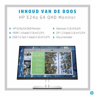 HP E-Series E24q G4 60,5 cm (23.8&quot;) 2560 x 1440 Pixels Quad HD Zwart, Zilver