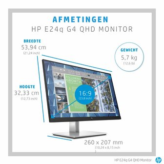 HP E-Series E24q G4 60,5 cm (23.8&quot;) 2560 x 1440 Pixels Quad HD Zwart, Zilver