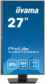 iiyama ProLite XUB2793QSU-B6 LED display 68,6 cm (27&quot;) 2560 x 1440 Pixels Quad HD Zwart