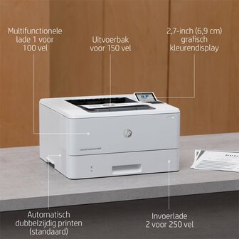 HP LaserJet Enterprise M406dn, Zwart-wit, Printer voor Bedrijf, Print, Compact formaat; Optimale beveiliging; Dubbelzijdig printen; Energiezuinig; Printen via USB-poort aan voorzijde