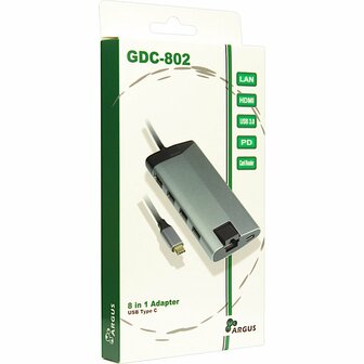 Inter-Tech GDC-802 USB 3.2 Gen 1 (3.1 Gen 1) Type-C Grijs