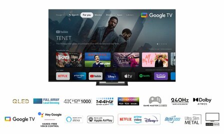 TCL C74 Series 55C749 tv 139,7 cm (55&quot;) 4K Ultra HD Smart TV Wifi Zwart 1000 cd/m&sup2;