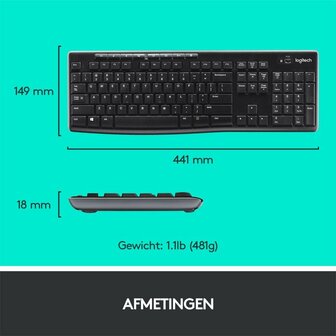 Logitech Wireless Combo MK270 USB Keyb+Mouse QWERTZ Zwart OPEN BOX