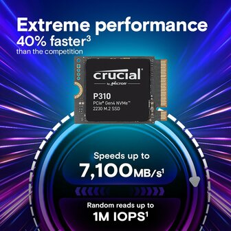 Crucial P310 | 1TB NVMe SSD | M.2 30mm | 7.100MB/s