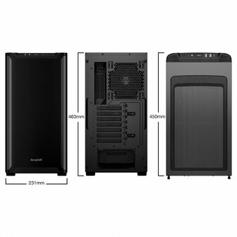 be quiet! PURE BASE 501 Black &ndash; Midi Tower PC Behuizing | Stijlvol &amp; Stil | ATX-ondersteuning | 2x 140mm Ventilatoren