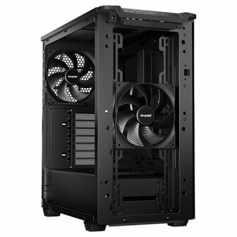 be quiet! PURE BASE 501 Black &ndash; Midi Tower PC Behuizing | Stijlvol &amp; Stil | ATX-ondersteuning | 2x 140mm Ventilatoren