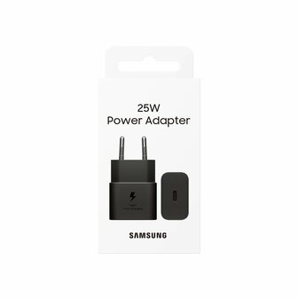 Originele Samsung 25W Adapter/Oplader Fast Charge USB-C - Zwart