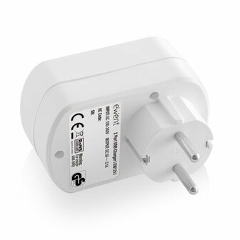 Ewent Stekker + 2USB poorten 5V 3.1A