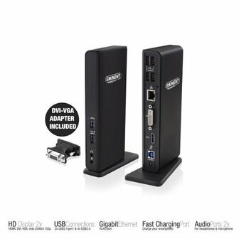 Eminent EM1500 USB 3.0 (3.1 Gen 1) Type-A notebook dock &amp; poortreplicator