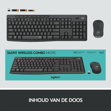 Logitech MK295 Silent Wireless Combo toetsenbord RF Draadloos QWERTY US International Zwart