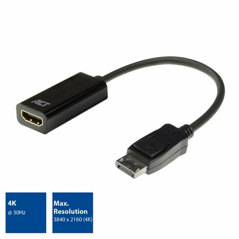 ACT DisplayPort naar HDMI female adapter, 4K, Zip Bag