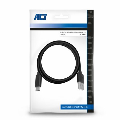 ACT AC7350 USB-kabel 1 m USB 2.0 USB C USB A Zwart