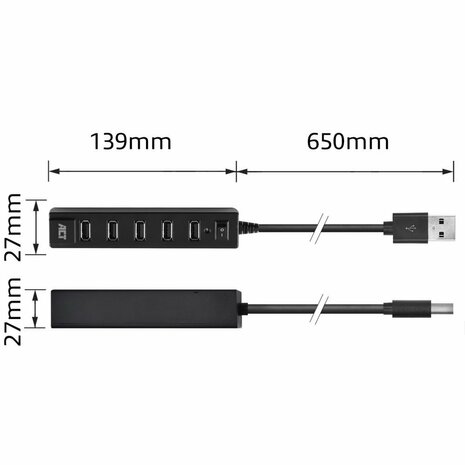 ACT AC6215 interface hub USB 2.0 480 Mbit/s Zwart