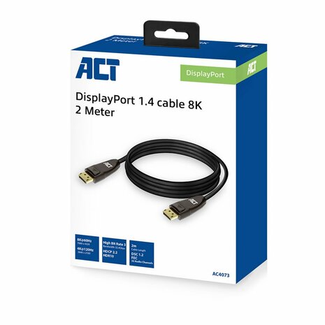 ACT AC4073 DisplayPort kabel 2 m Zwart