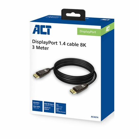 ACT AC4074 DisplayPort kabel 3 m Zwart