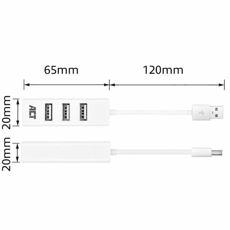 ACT AC6200 interface hub USB 2.0 480 Mbit/s Wit