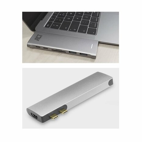 ACT AC7025 USB-C Thunderbolt™ 3 naar HDMI multiport adapter 4K, USB hub, cardreader en PD pass through