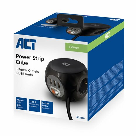 ACT AC2400 energiedistributie 3 AC-uitgang(en) Zwart